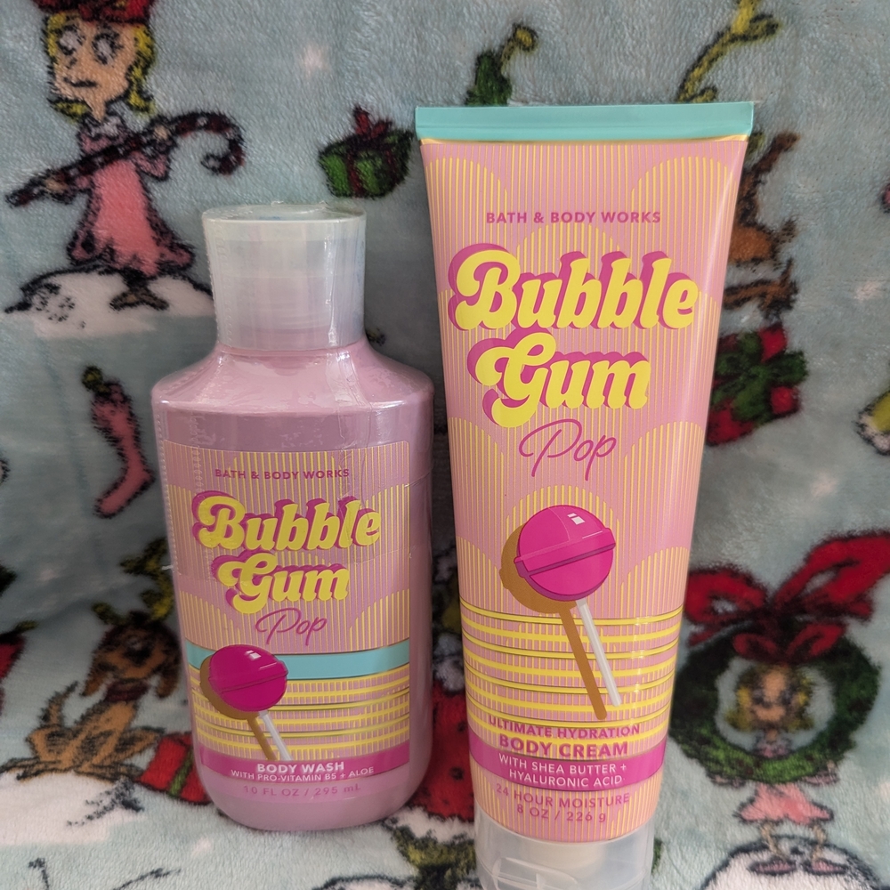 Bath & Body Works Bubble Gum Pop Body Wash and Body Cream - New